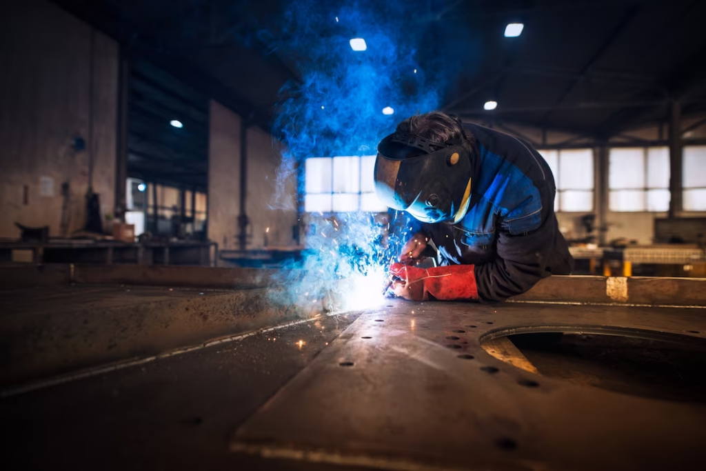 soldador trabalha em empresa