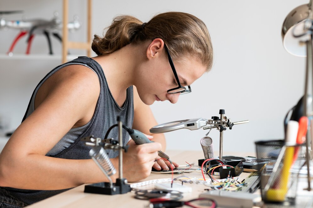 Mulher estuda em Senai