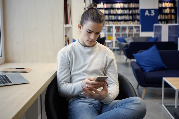 Homem estuda com celular