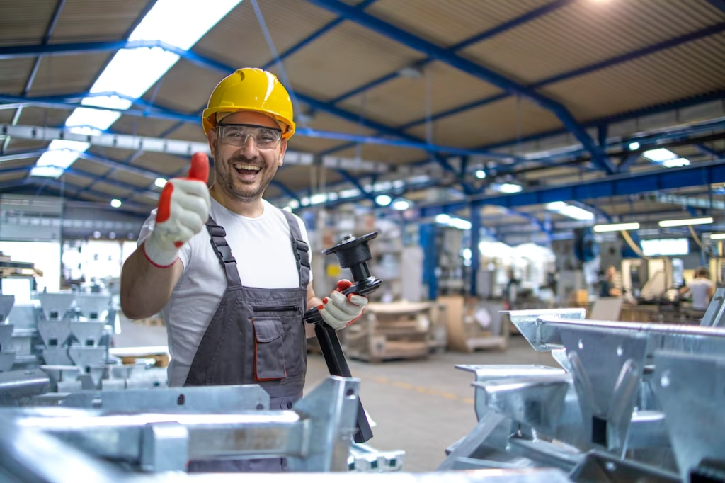 Homem trabalha em fábrica